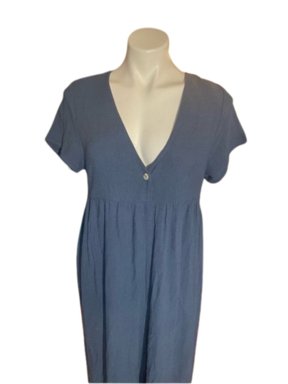 NATURAL LIFE Deep Blue Wide-Leg Button Front Jumpsuit - Picture 4 of 9